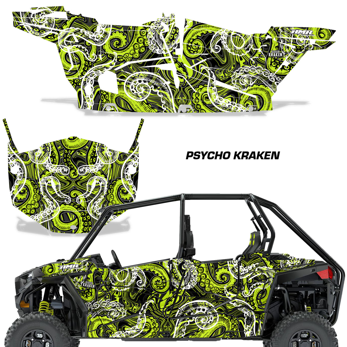 Polaris Rzr 900s And 1000s Graphic Kit 4 Door 2015 2020 Psycho Kraken X Hivent