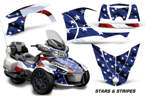 Protective designer Complete decal kit for Can-Am BRP Spyder RTS - 2014-2019 Stars N Stripes